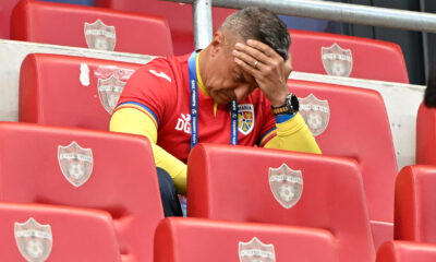 Daniel Pancu in tribuna la meciul de fotbal dintre Italia U21 si Romania U21, din cadrul UEFA EURO U21 2025, desfasurat pe Stadionul Anton Malatinský din Trnava, miercuri 11 iunie 2025. © FOTO:Razvan Pasarica/SPORT PICTURES