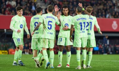 Jucatorii FC Barcelona celebrand golul, foto Imago