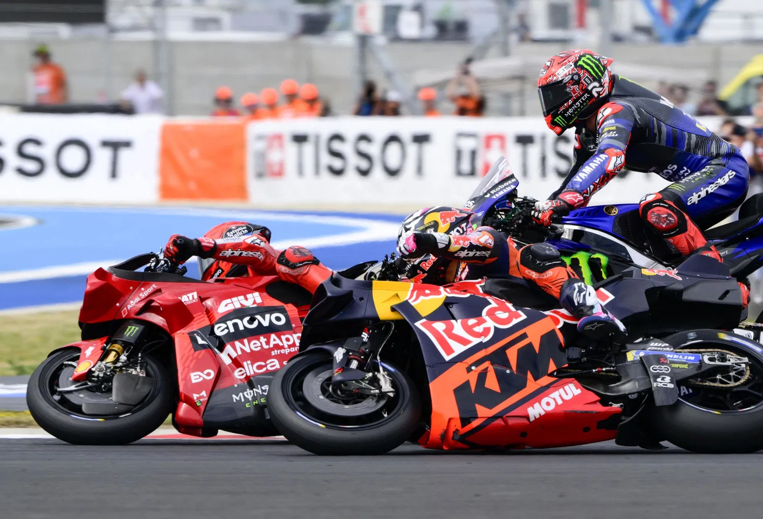 Marc Marquez, Enea Bastianini si Fabio Quartararo, sprint HungarianGp, foto - Imago