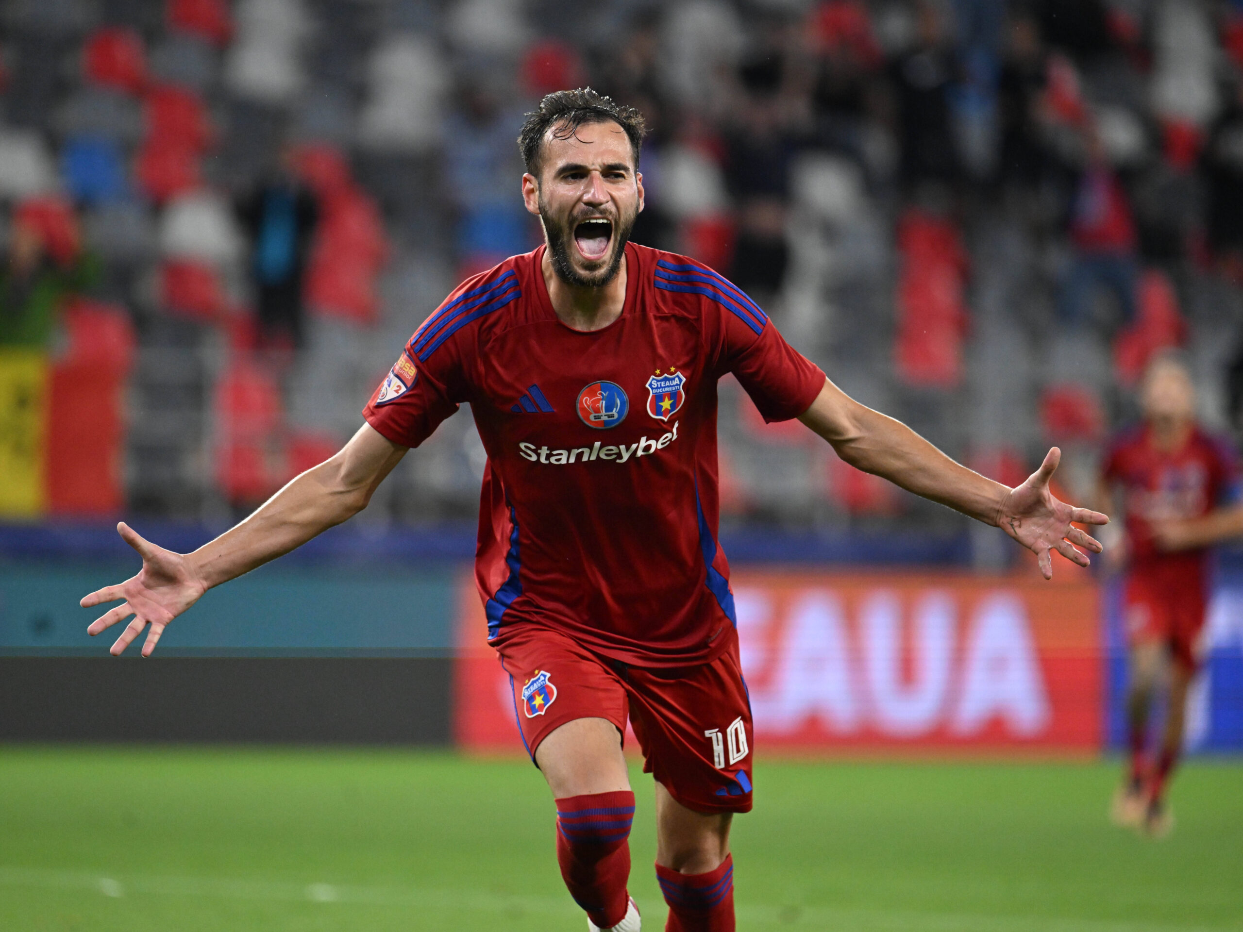 Remus Bogdan Chipirliu se bucura dupa un gol marcat in meciul de fotbal dintre Steaua Bucuresti si ASA Targu Mures, contand pentru Liga a-2-a Casa Pariurilor, desfasurat pe Stadionul Steaua-Ghencea din Bucuresti, joi 11 septembrie 2025. © FOTO:Razvan Pasarica/SPORT PICTURES
