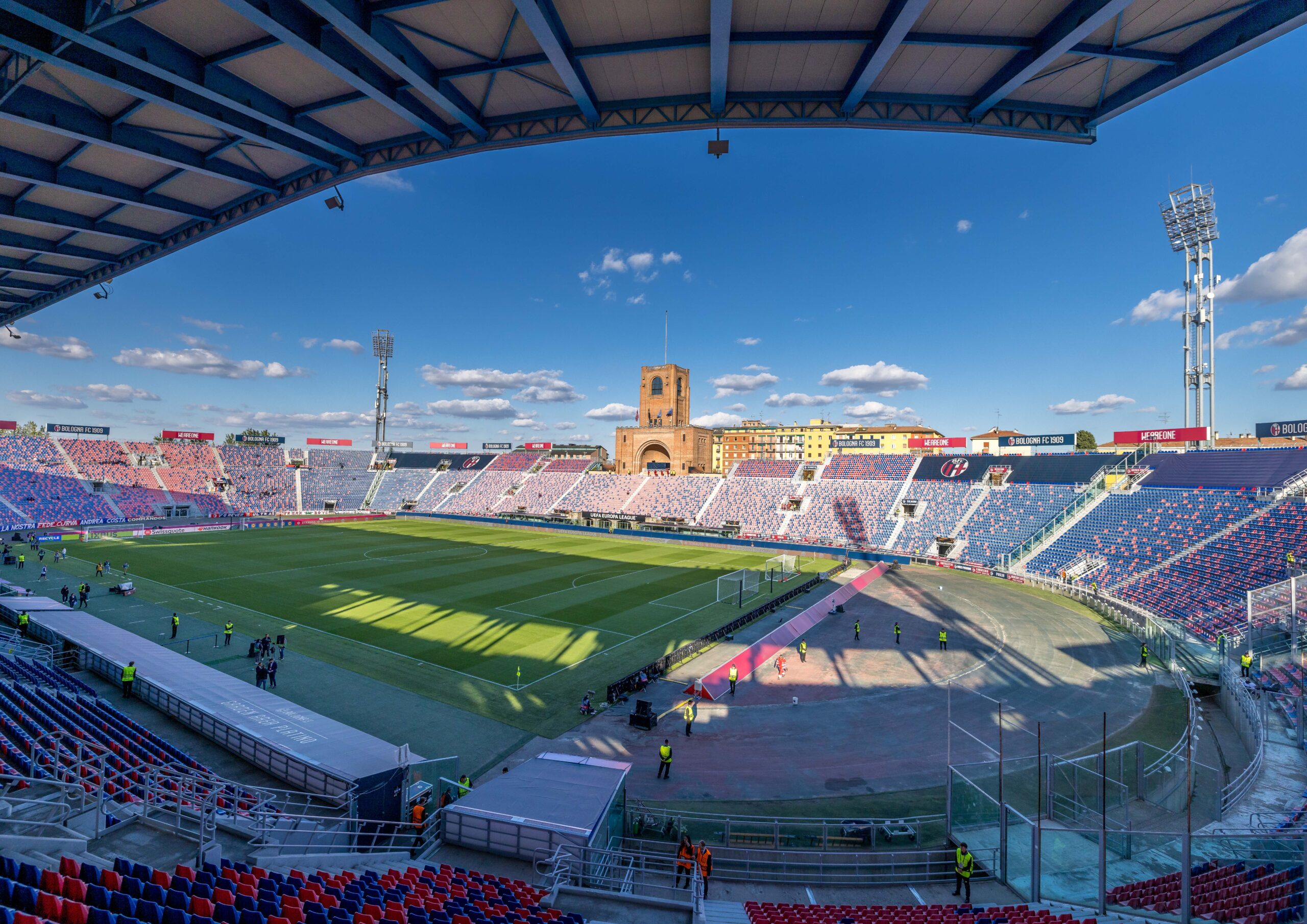 Imagine generala inaintea inceperii meciul de fotbal din faza grupelor UEFA Europa League, dintre Bologna FC si Freiburg, desfasurat pe Stadionul Renato Dall’Ara Bologna, Italia, joi 02 octombrie 2025 FOTO: Emil-Sebastian Popescu/SportPulse