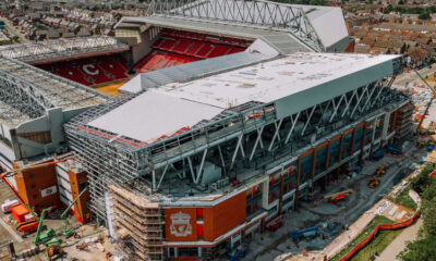 Anfield, stadionul lui Liverpool FC, imagine aeriana, FOTO: LiverpoolbyAir
