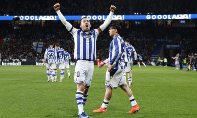 Jucatorul lui Real Sociedad, Mikel Oyarzabal celebrand golul marcat , FOTO/El Comentario