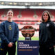 LONDON, ENGLAND - JANUARY 30: Lotte Wubben-Moy of Arsenals and Erika Cristiano dos Santos of Corinthians FC pose for a photo with the trophy prior to the FIFA Women's Champions Cup 2026 Final at Emirates Stadium on January 30, 2026 in London, England. (Photo by Harriet Lander - FIFA/FIFA via Getty Images)