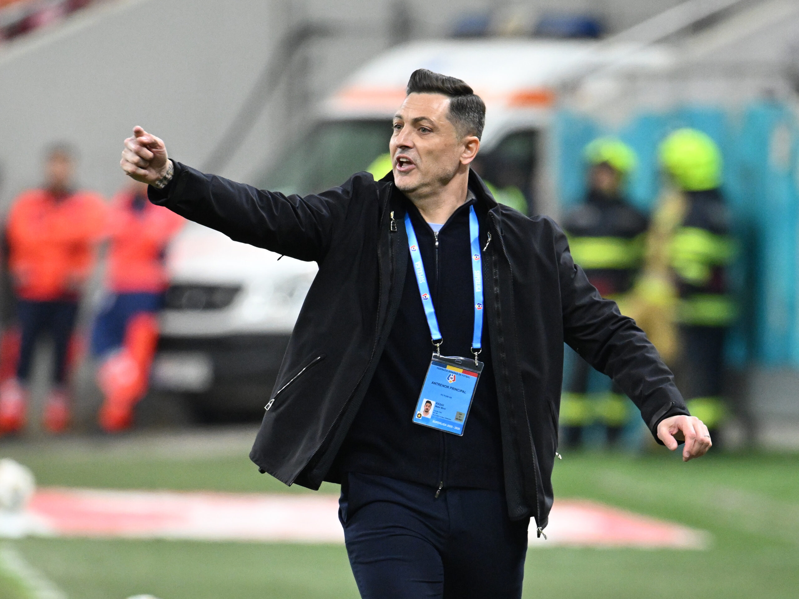 Mirel Matei Radoi reacționează in meciul de fotbal dintre FCSB si Metaloglobus Bucuresti, contand pentru Play out-ul Superligii Superbet, desfasurat pe Arena Nationala din Bucuresti, duminica 15 martie 2026. © FOTO:Razvan Pasarica/SPORT PICTURES