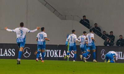 Jucatorii de la Universitatea Craiova celebrand golul marcat in sfertul de finala al Cupei Romaniei, Foto/Horvath Tamas/SportPulse