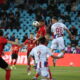 Raul Ioan Palmes si Gabriel Debeljuh in meciul de fotbal dintre SC Otelul Galati si FK Csikszereda Miercurea Ciuc, contand pentru Superliga Superbet Play-Out, desfasurat pe Stadionul Otelul din Galati, sambata 14 martie 2026. © FOTO:Sorin Pana/SPORT PICTURES