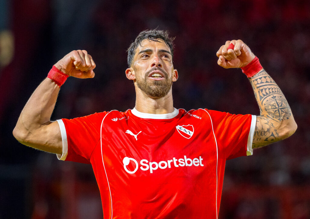 Gabriel Avalos de la Club Atletico Independiente celebrand golul marcat in clasico de Avellaneda dintre Independiente vs Racing Club, Estadio Linertadores de America -Ricardo Bochini, Buenos Aires, 03.05.2016, FOTO: Emil-Sebastian Popescu/SportPulse