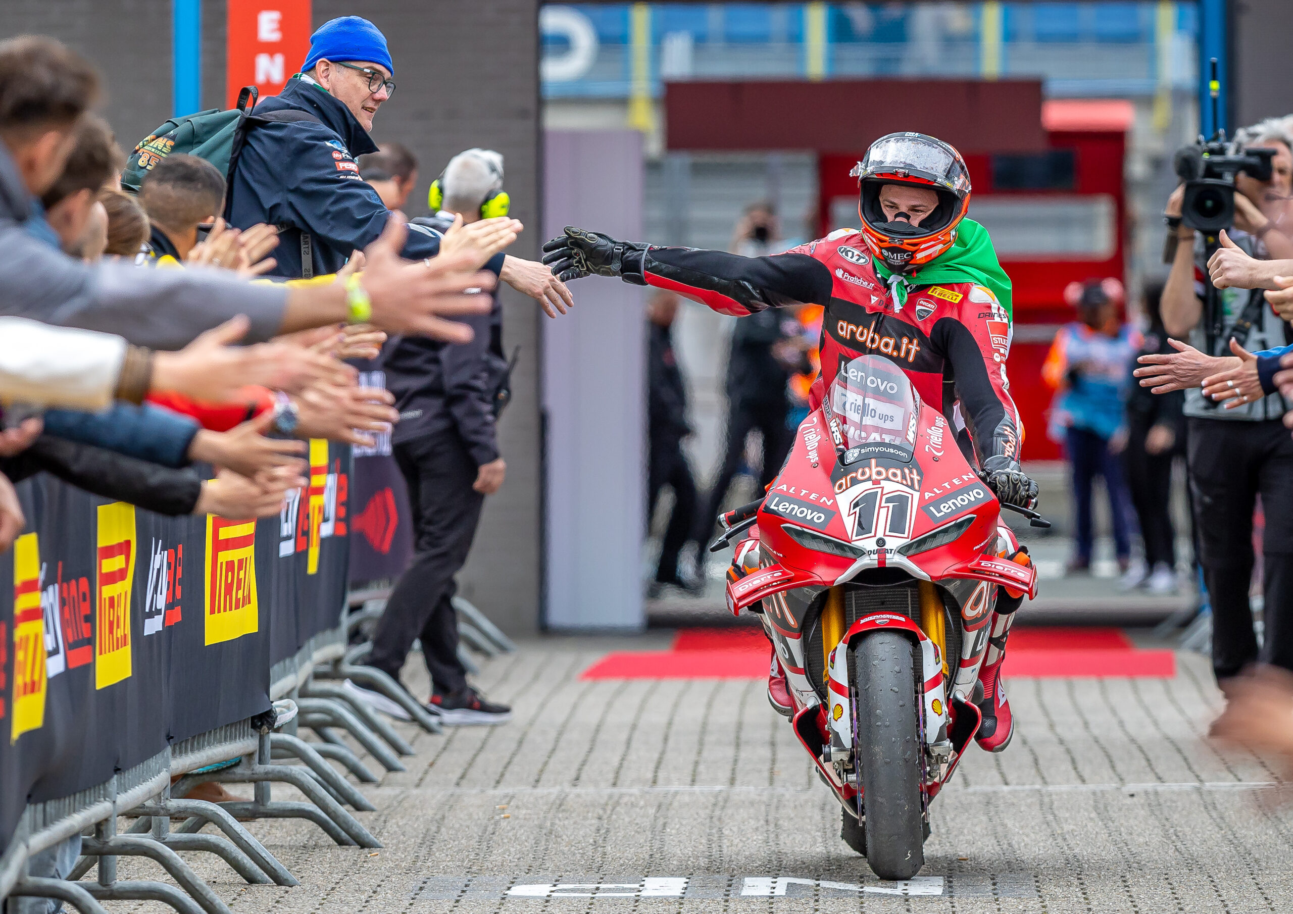 Nicolo Bulega of Aruba.it Racing-Ducati during the FIM Superbike World Championship, Race 2, Round 3 Netherlands, Saturday at TT Circuit Assen. Photo: © Emil Sebastian Popescu / SportPulse 2026. All rights reserved.