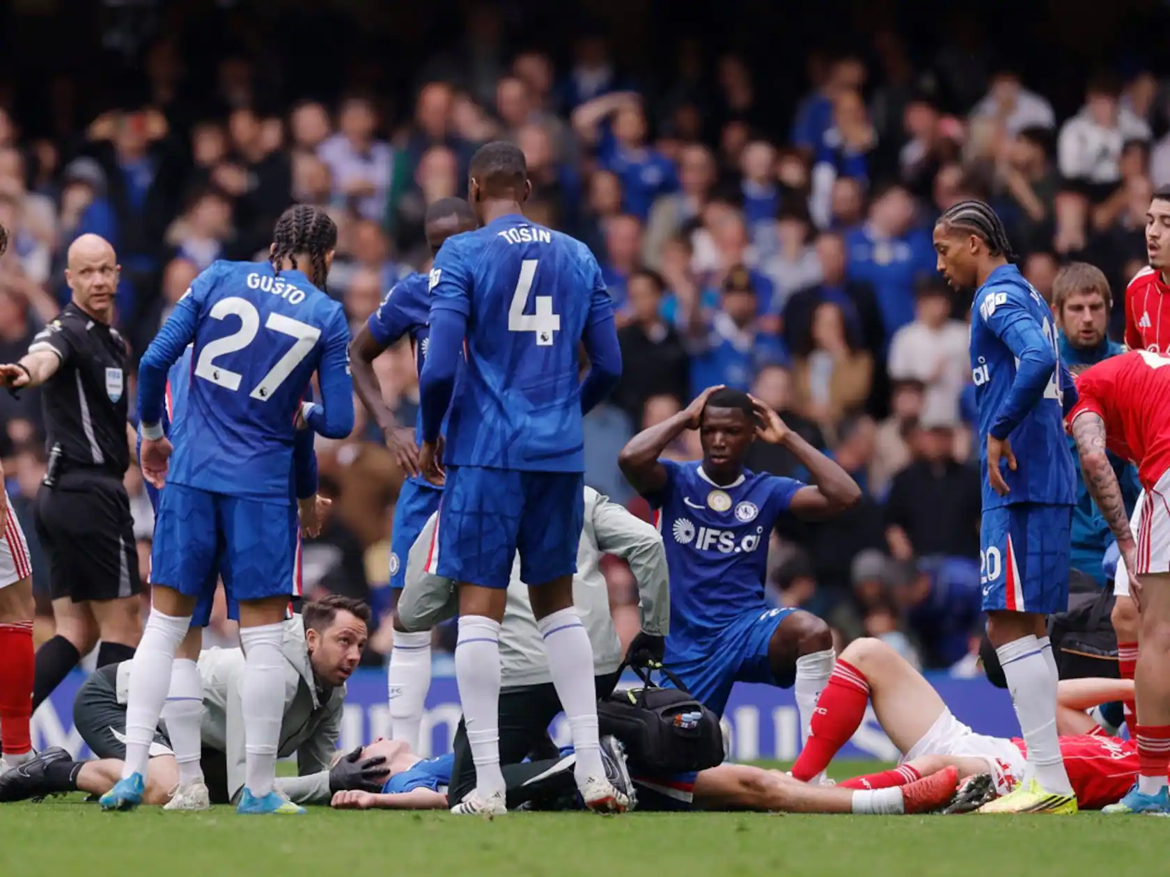 Jesse Derry de la Chelsea accidentat grav in timpul partidei, FOTO: PA