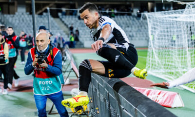 Dan Nistor de la U Cluj celebrand dupe gold marcat in partida de play off din SuperLiga dinner Universitatea Cluj vs FC Arges, Cluj Arena, FOTO: © Andrei Apolzan / SportPulse