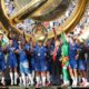 Donald Trump pe podium alatruri de Chelsea la ridicare trofeului Cupei Mondiale a cluburilor, FOTO: AFP