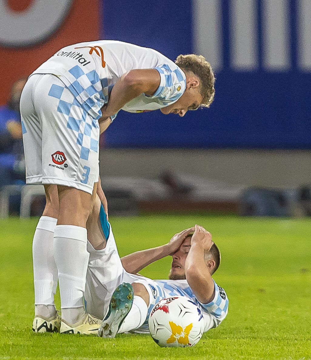 Antonio Bratu, avand dureri in partida Corvinul Hunedoara vs Otelul Galati, finala Cupei Romaniei Betano Stadionul Municipal, Sibiu-Romania, 15 mai 2024, FOTO: Emil Sebastian Popescu/ESPphoto