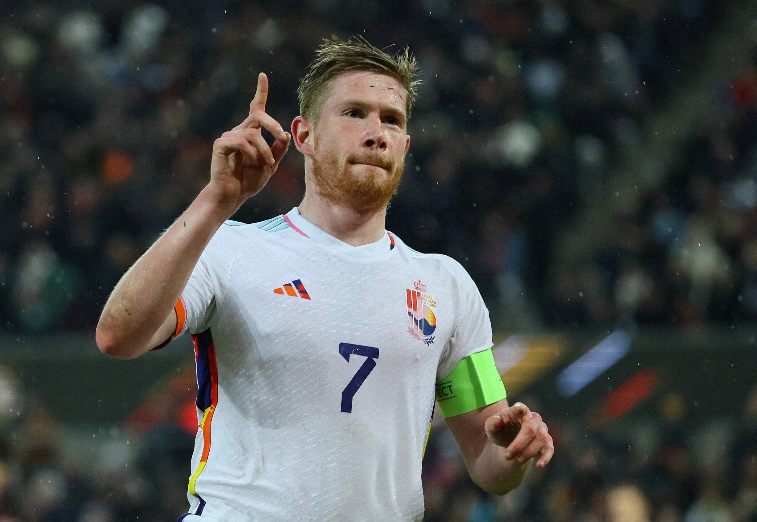 Kevin De Bruyne, capitanul Belgiei celebrand, FOTO/ Reuters