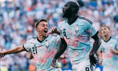 Romelu Lukaku si Timothy Castagne, celebrand golul, FOTO:IMAGO