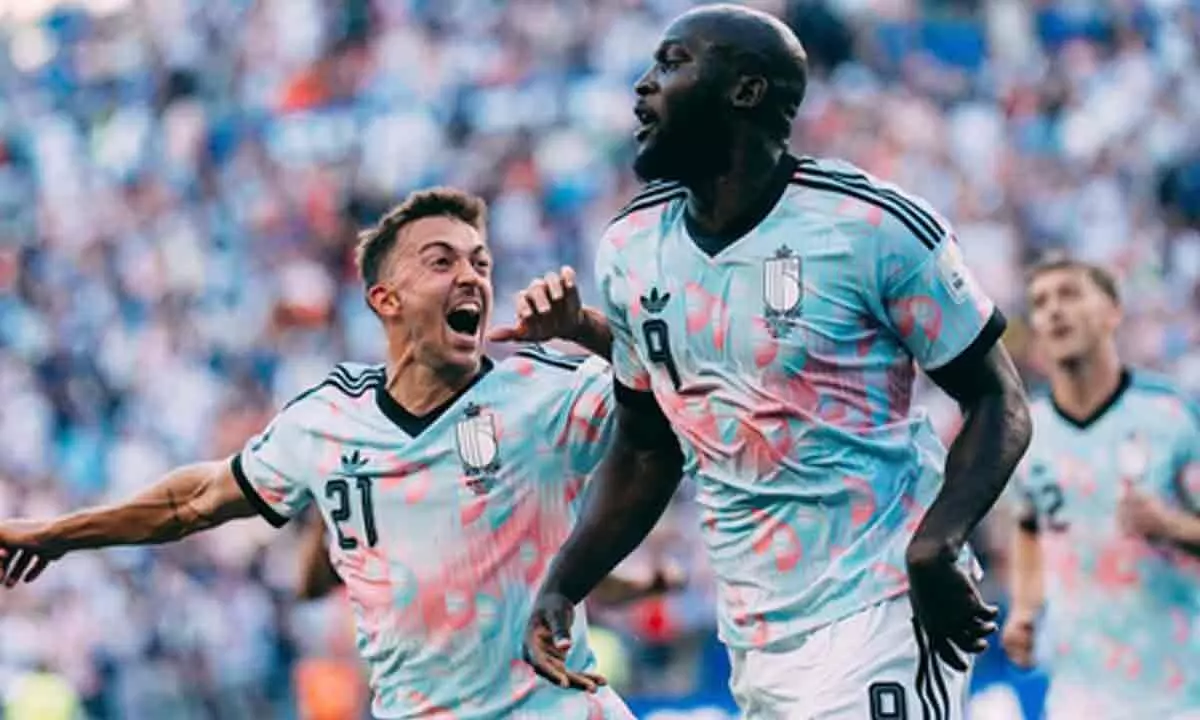 Romelu Lukaku si Timothy Castagne, celebrand golul, FOTO:IMAGO