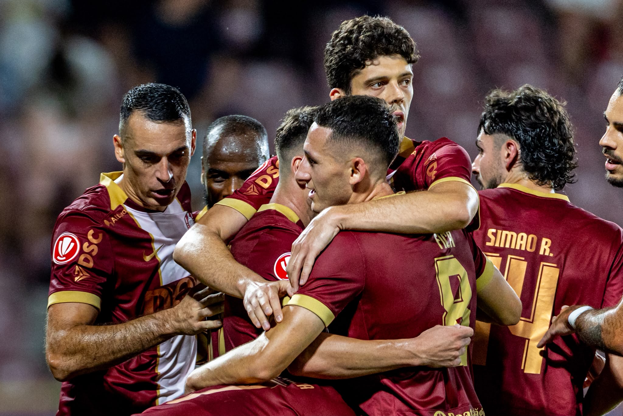 Jucatorii lui CFR Cluj celebrand in partida cu Alashkert, FOTO/Horvath Tamas/SportPulse