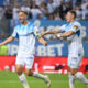 Nicusor Silviu Bancu se bucura dupa un gol marcat alaturi de Carlos Andrei Mora Montoya in meciul dintre Universitatea Craiova si Ararat Armenia, contand pentru UEFA Europa League, desfasurat pe Stadionul Ion Oblemenco din Craiova, joi 20 august 2026. © FOTO:Razvan Pasarica/SPORT PICTURES