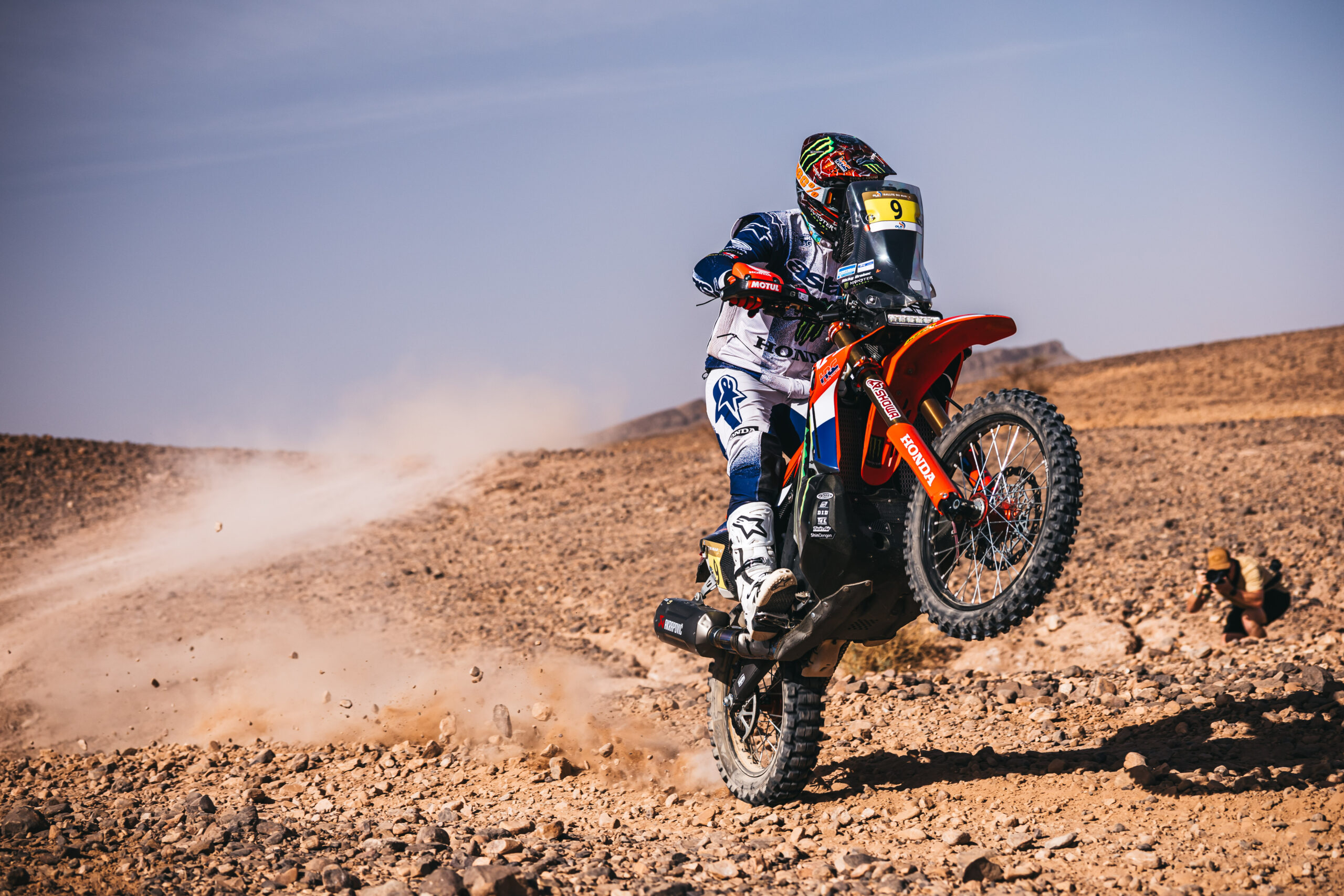 09 BRABEC Ricky (usa), Monster Energy Honda HRC, Honda CRF 450, FIM W2RC, Rally GP, action during the Stage 1 of the Rallye du Maroc 2026, 4th round of the 2026 WR2C Championship from September 29, 2026 between Agadir and Zagora, Morocco - Photo Damien Saulnier / DPPI