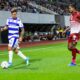 Mohammed Kamara de la Rapid in duel pentru minge cu Dan Spataru de la Poli Timisoara, in partida dintre Politehnica Timișoara si FC Rapid Bucuresti, din prima etapa a Cupei Romaniei Betano, disputat pe stadionul Municipal , din Sibiu, 03 septemebrie 2026. FOTO/Andrei Apolzan/SportPulse