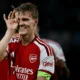 Martin Odegaard de la Arsenal, in partida din faza ligii UEFA Champions League, dintre Napoli vs Arsenal, Stadion Diego Arnmando Maradona, Naploi, Italia, FOTO:AFP
