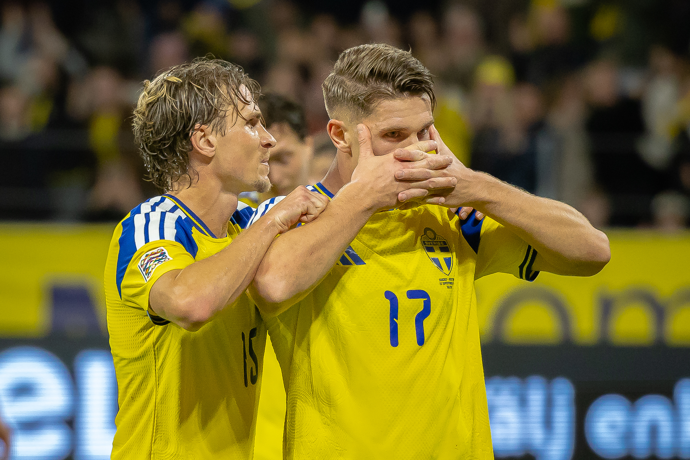 Gyokeres Victor si Starfelt Carl celebrand golul marcat, UEFA Nations League, Strawberry Arena, Solna, Suedia © FOTO:Emil Sebastian Popescu/ESPphoto