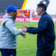 Antrenorii Florin Maxim de la Corvinul si Florin Pirvu FC Voluntari înaintea partidei din etapa a 11-a a SuperLigii României, dintre Corvinul Hunedoara și FC Voluntari, disputată pe Stadionul „Petre Libardi” din Petroșani, România, 9 octombrie 2026. FOTO / Andrei Apolzan / SportPulse