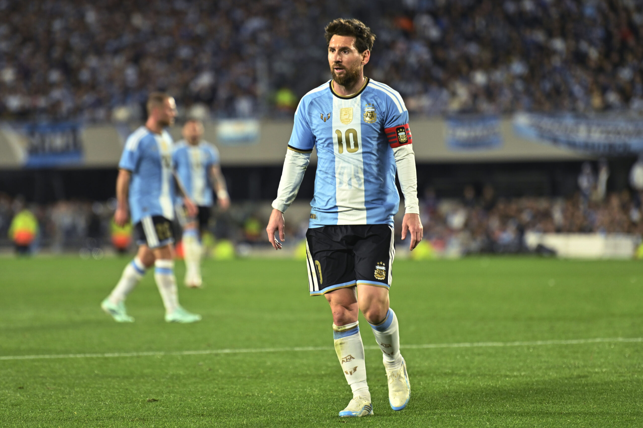 Lionel Messi during the international friendly match between Argentina and Benin at Estadio Monumental in Buenos Aires. The match marked Messi’s final appearance for the Argentina national team, bringing an end to his historic 21-year international career, BUENOS AIRES, ARGENTINA – OCTOBER 06, 2026, Julio Mancini / SportPulse