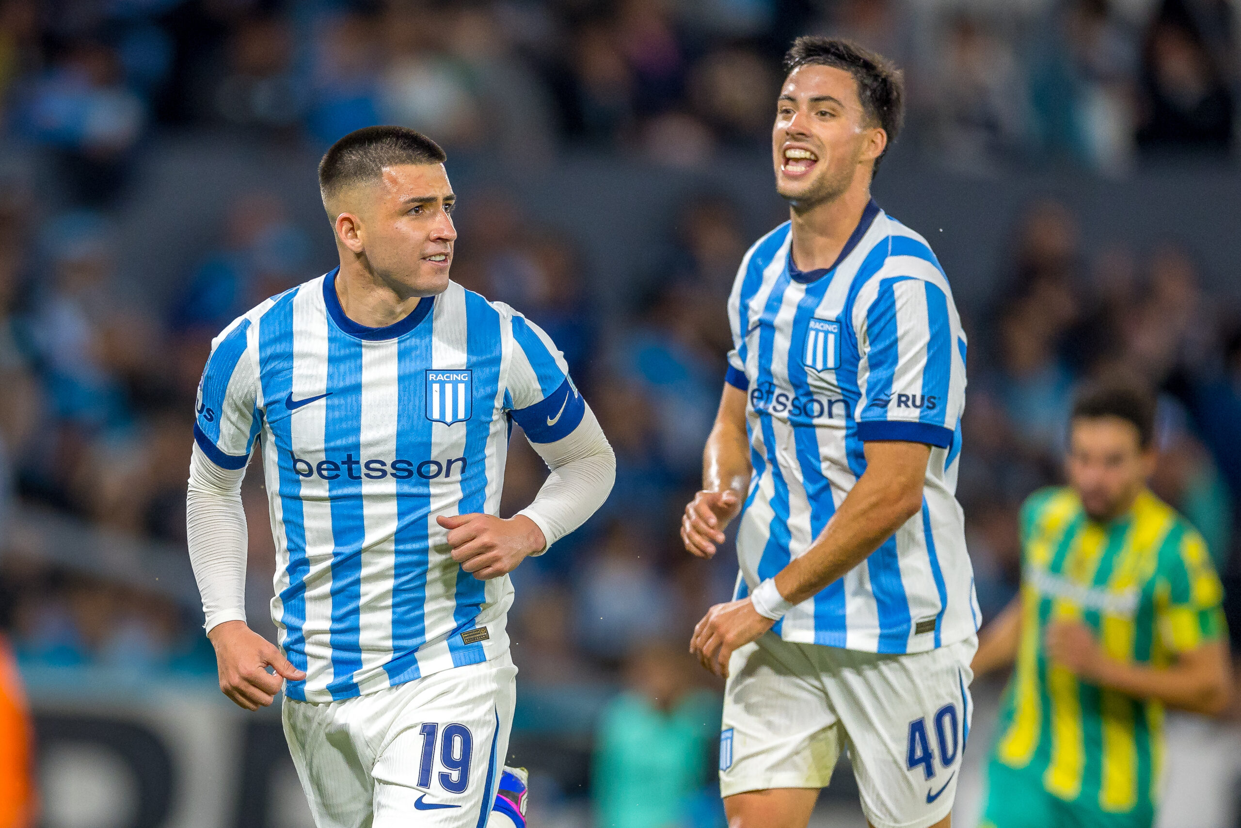 Ignacio Rodríguez and Francisco Fraga (Racing Club) celebrates the second goal of the match, Torneo Clausura 2026 Matchweek 15 match between Racing Club and Aldosivi at Estadio Presidente Perón in Avellaneda, Buenos Aires, Argentina, on 30 October 2026. ©PHOTO/Emil Sebastian Popescu/ESPphoto