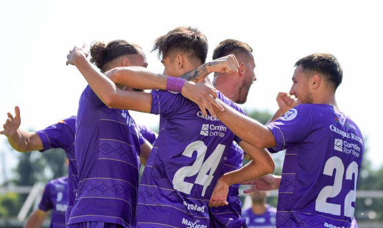 Jucatorii lui Poli Timisoara, celebrand golul marcat, Credit: SAVA ROBERT