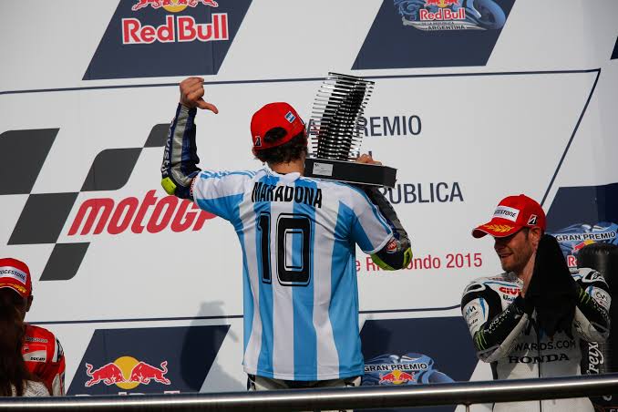 Valentino Rossi purtand tricoul lui Maradona, MototGP Argentina 2015, FOTO/IMAGO